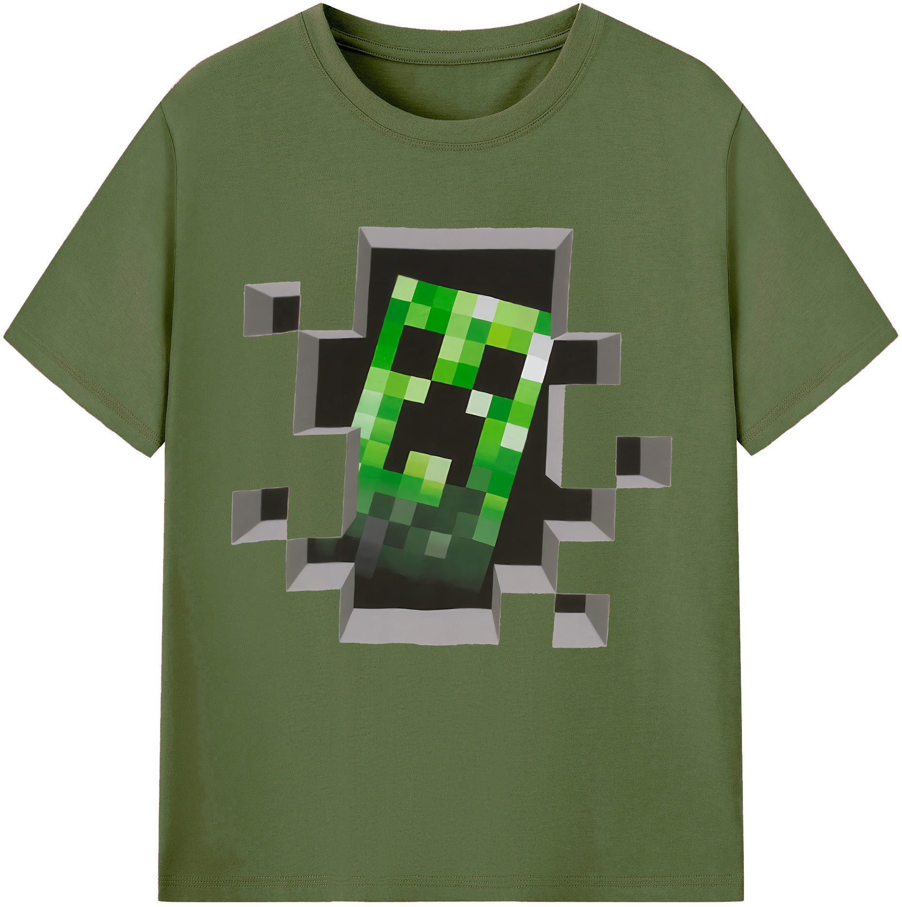 （画像用） マインクラフト ブロックの世界 Minecraft MC Block world 綿100％半袖Tシャツ（フロントプリント）